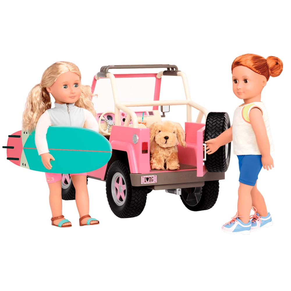Jeep todo terreno rosa con efectos eléctricos para muñecas OG